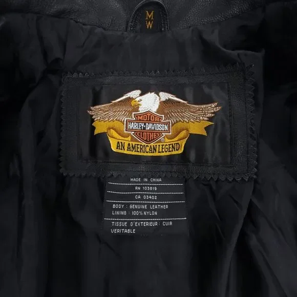 NEW Harley Davidson Leather Fringe Jacket Boho Western Cowgirl Moto Biker Black